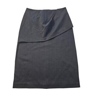 Cabi sz 0 black basic faux wrap pencil skirt zip close euc midi career church